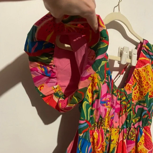 Multicolor Boho Womens Tropical Print‎ Butterfly Sleeve Dress size small - Picture 5 of 8